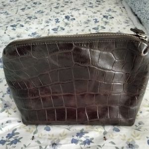 Staud Brown Embossed Purse / Makeup / Toiletry Bag / Handbag